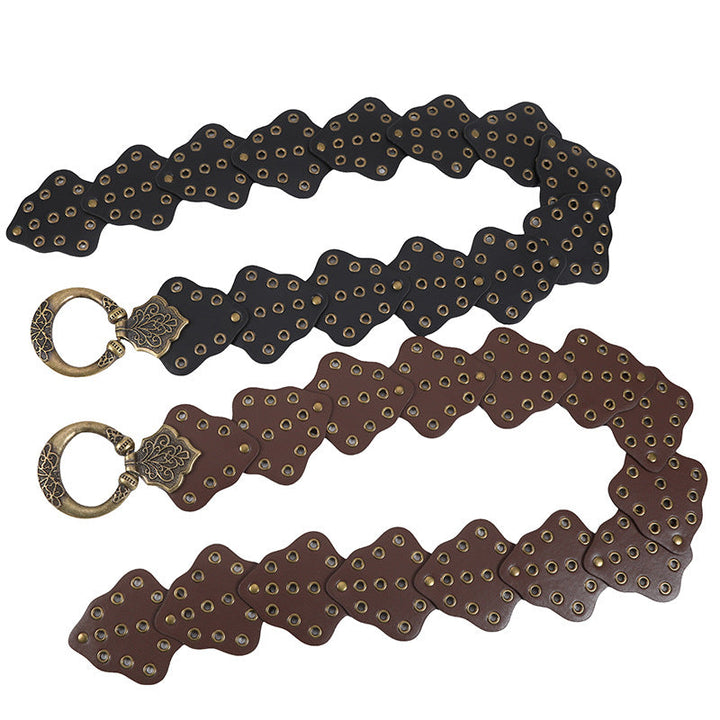 Fashionable and versatile leaf-stitched belt