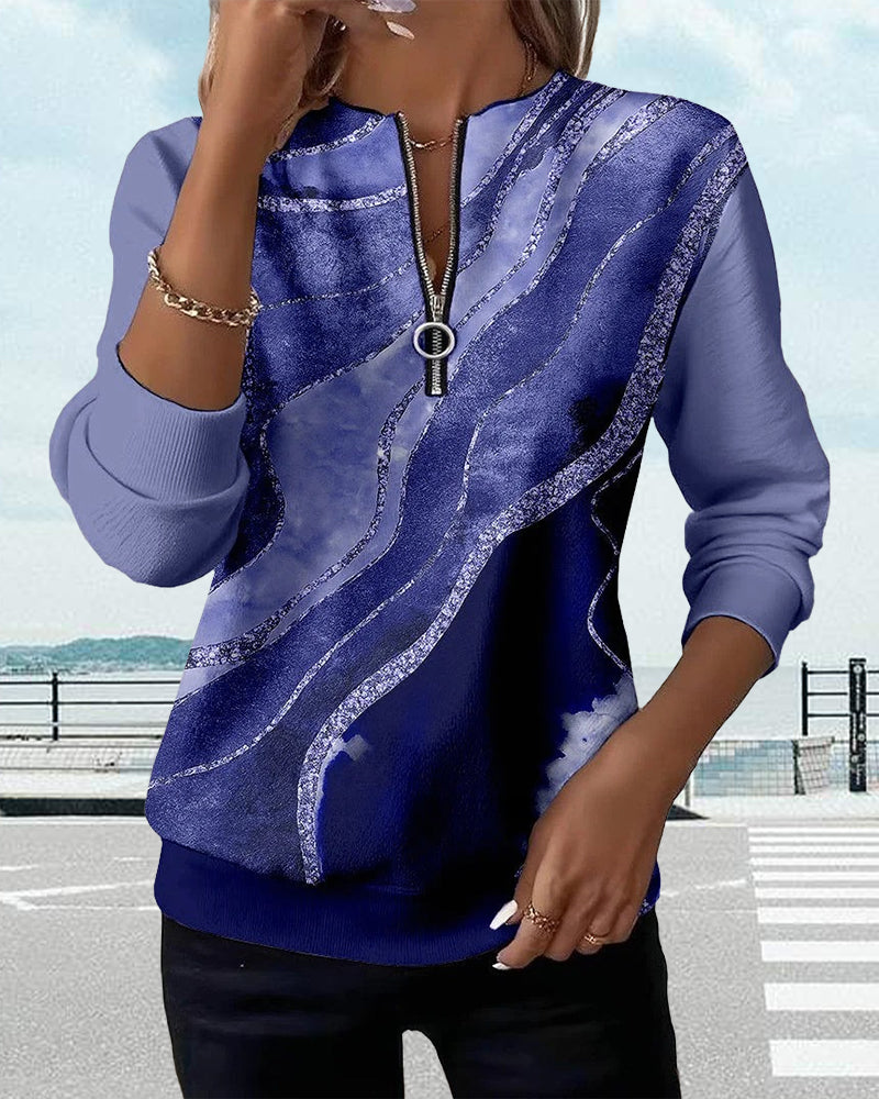 Diana™ | Vintage Half-Zip Printed Sweater