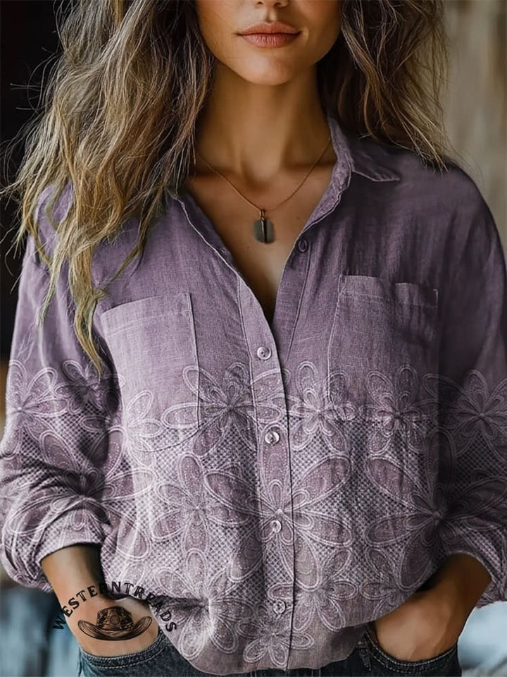 Vintage Style Floral Art Print Casual  Sweatshirt