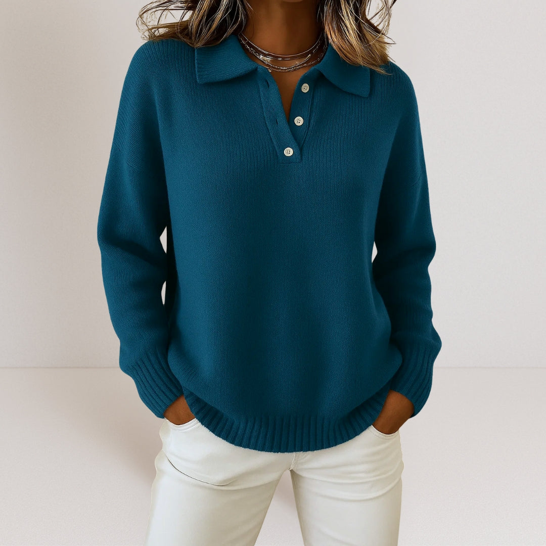 CozyContour™ Soft Knit Collar Sweater – Flattering Fit & Effortless Style