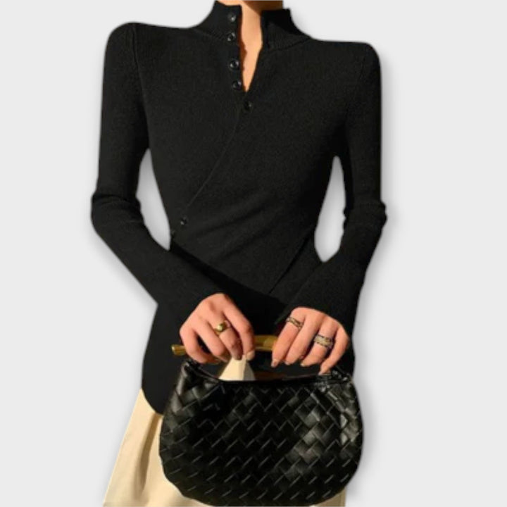 Michiko – Elegantní pletená tričko slim fit střihu