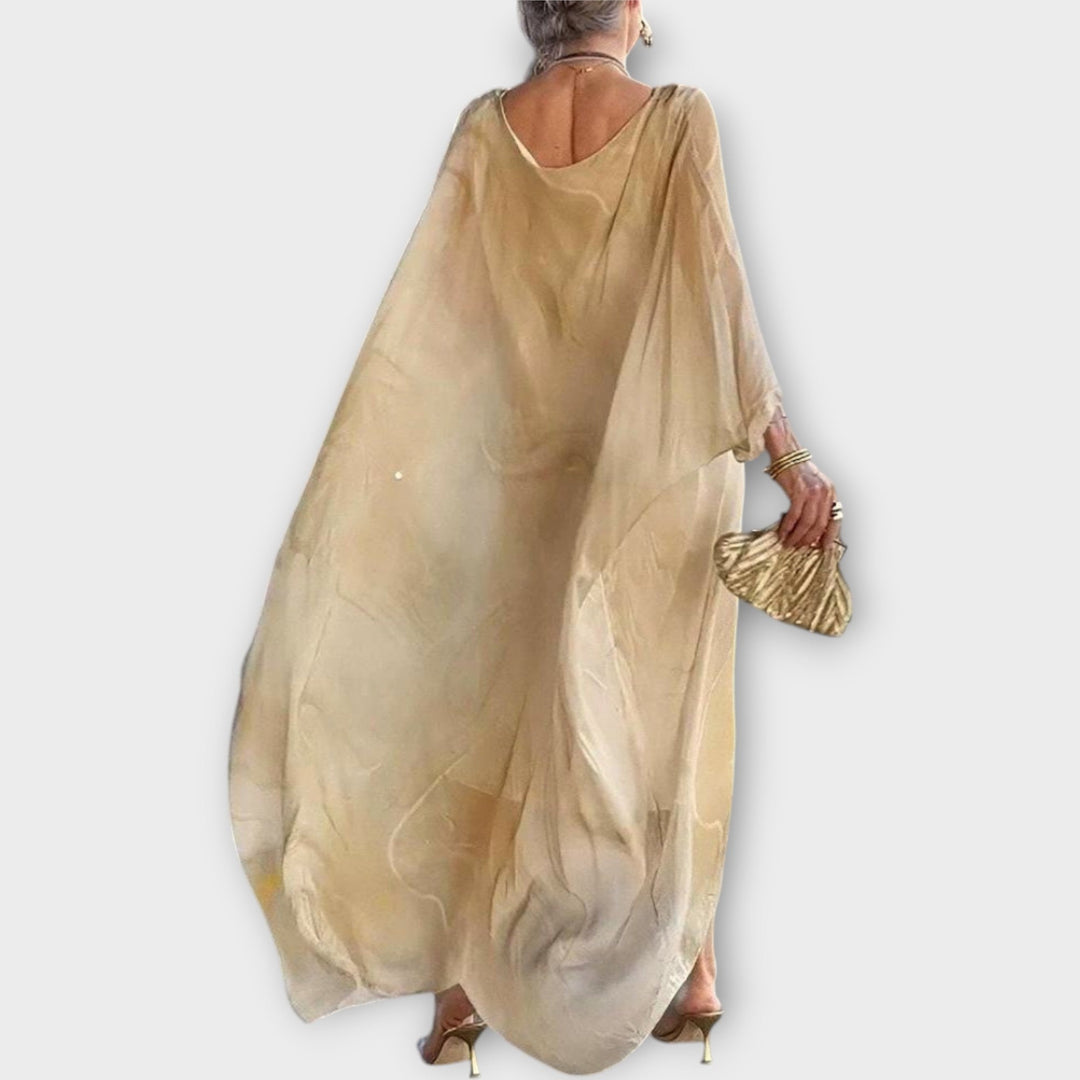 Maxi kaftan s průhlednou texturou
