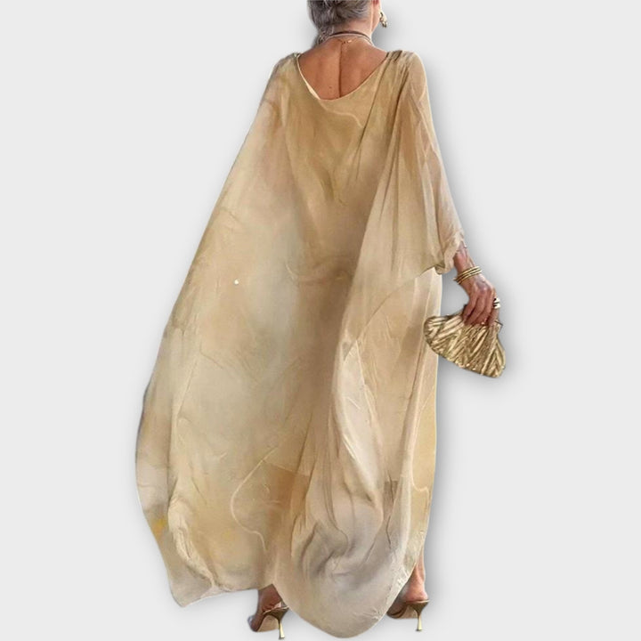 Maxi kaftan s průhlednou texturou