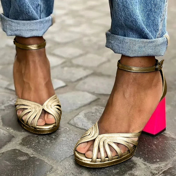 Two-Tone Heel Sandals