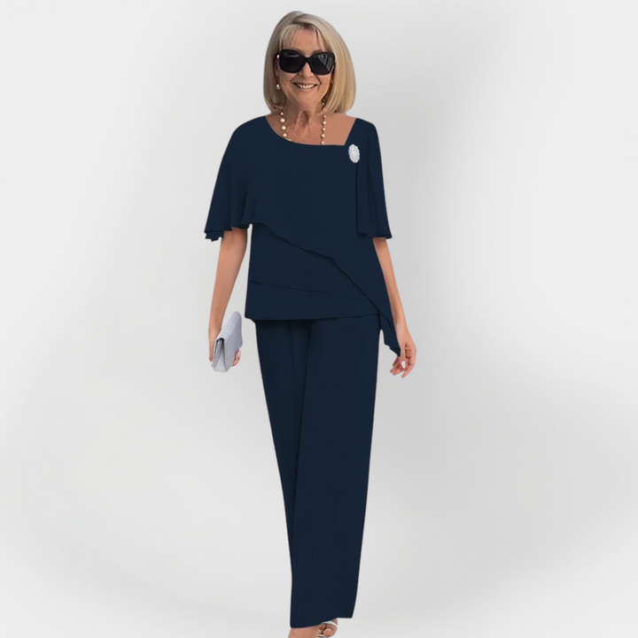 Elegantní Dvoubarevný Set Halenka a Kalhoty