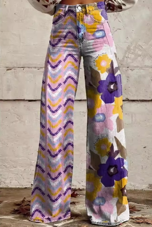 Isadora - Boho Květinové Kalhoty