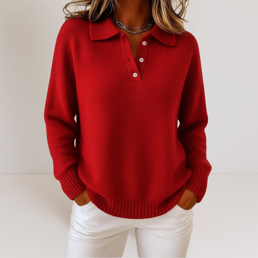 CozyContour™ Soft Knit Collar Sweater – Flattering Fit & Effortless Style