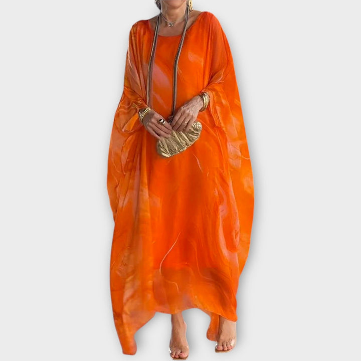 Maxi kaftan s průhlednou texturou
