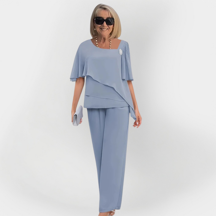 Elegantní Dvoubarevný Set Halenka a Kalhoty