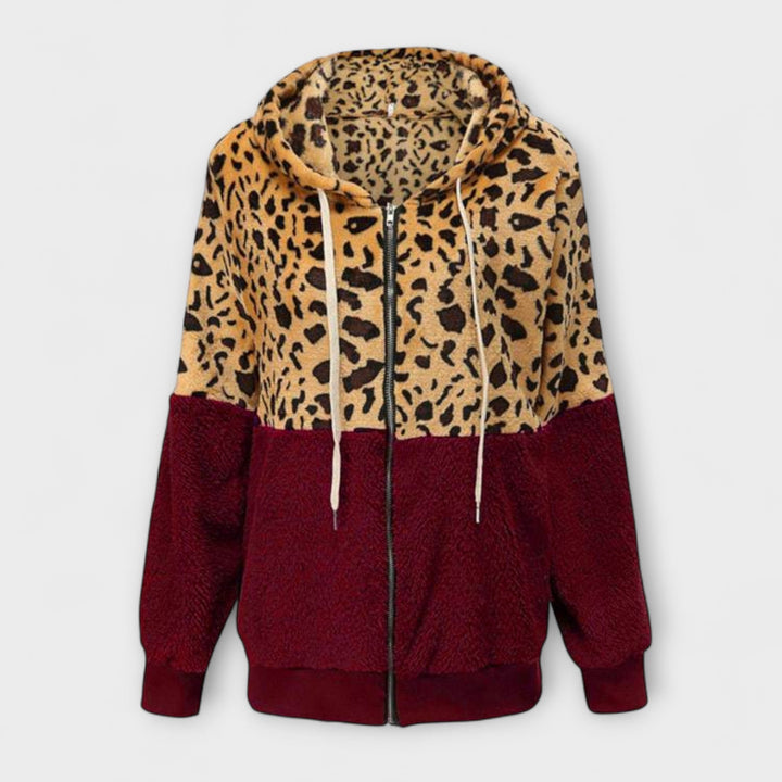 Lea - Fleece mikina s kapuljačom u leopard uzorku