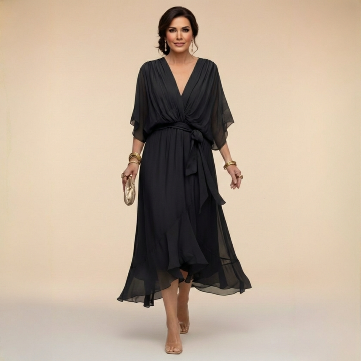 Sandra Chiffon V-Neck Dress