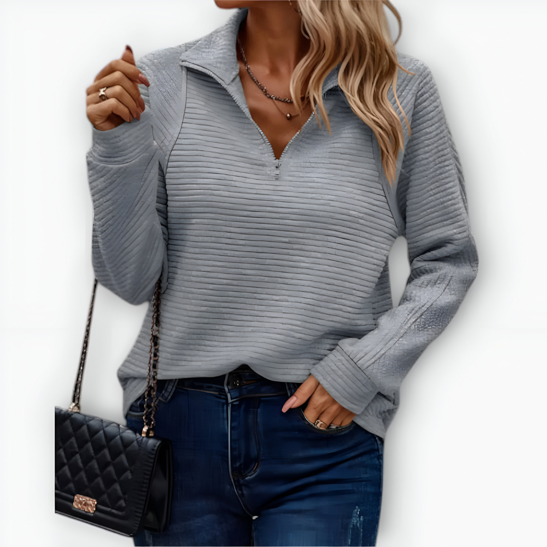 Nina - Elegantní tričko s polo zipem