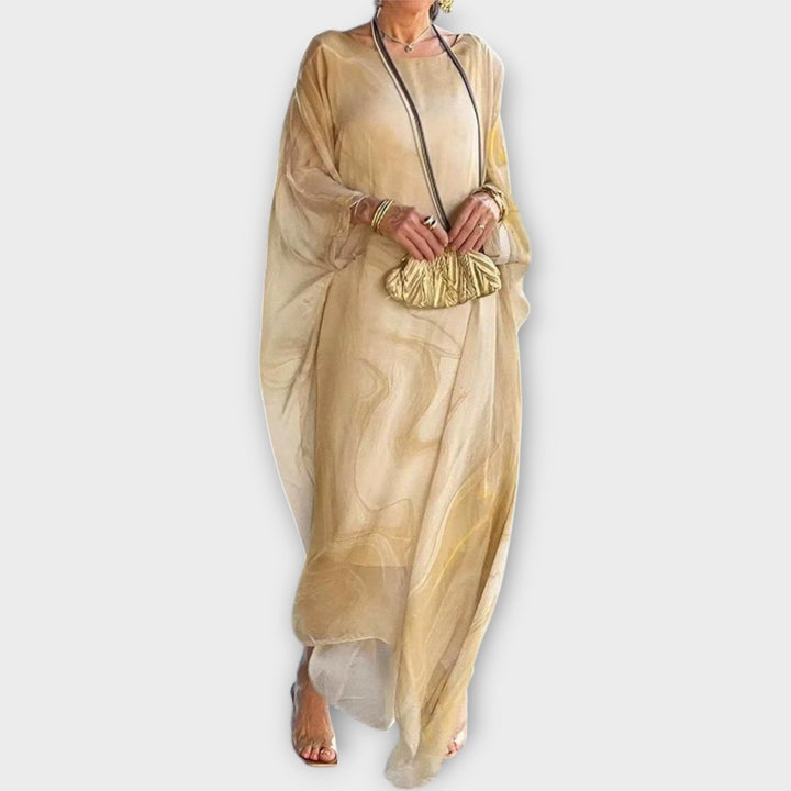 Maxi kaftan s průhlednou texturou