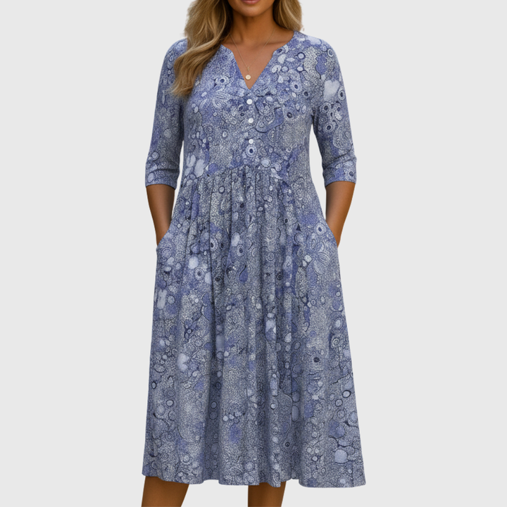 Graceful V-Neck Elegance Midi Dress