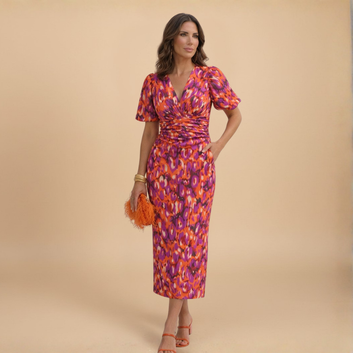 LuxeCurve™ Elegant Mini Wrap Dress – Snatched Waist & Effortless Fit