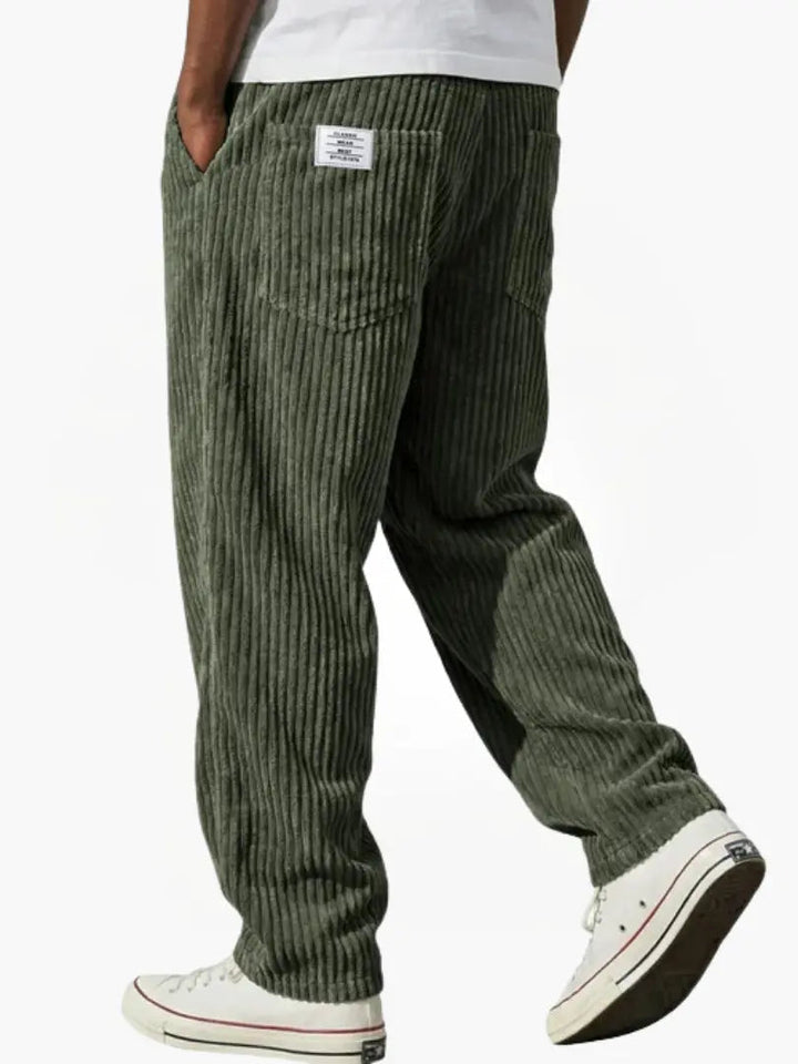 Men's Corduroy Pants with Elastic Waistband