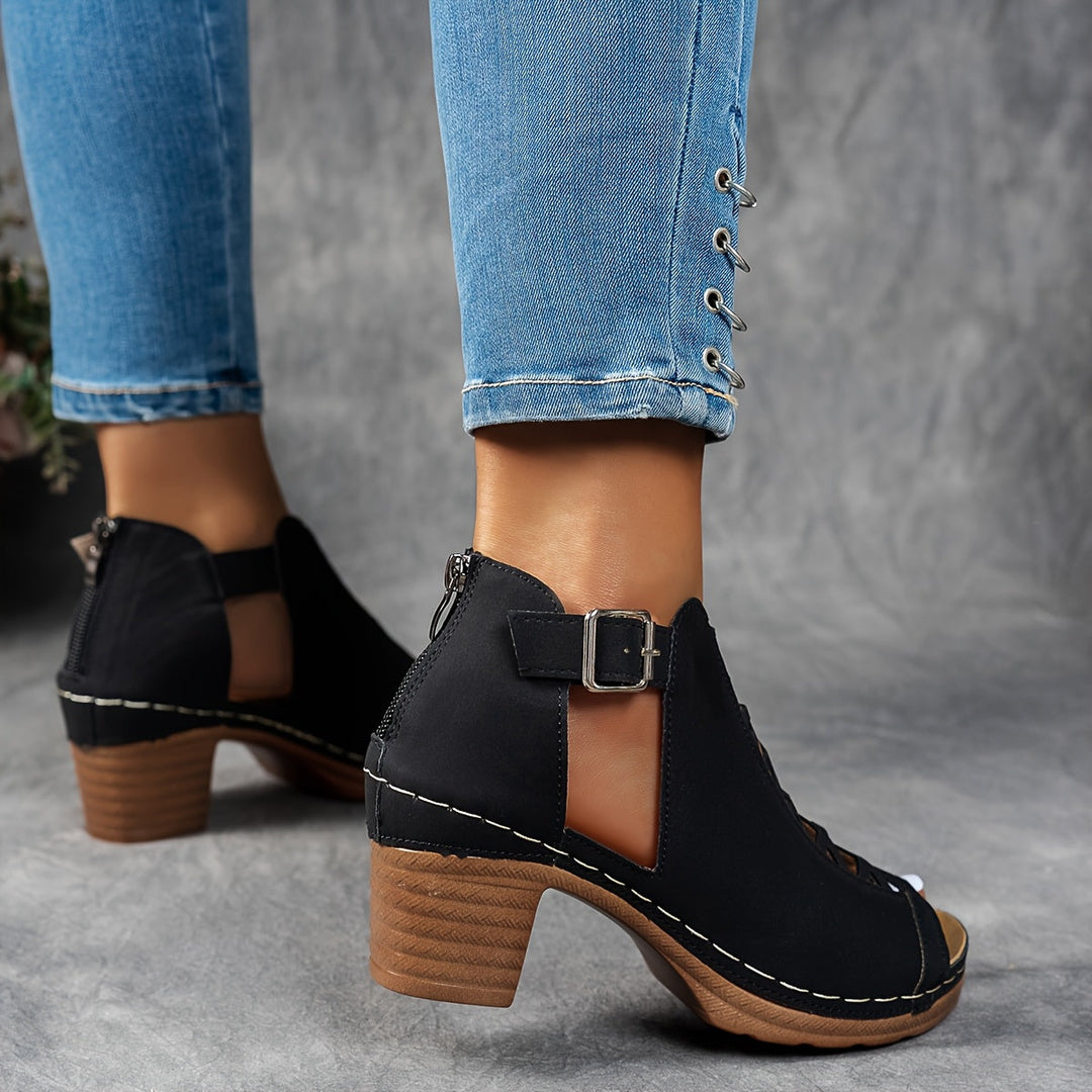 Lattice-Heel Sandals