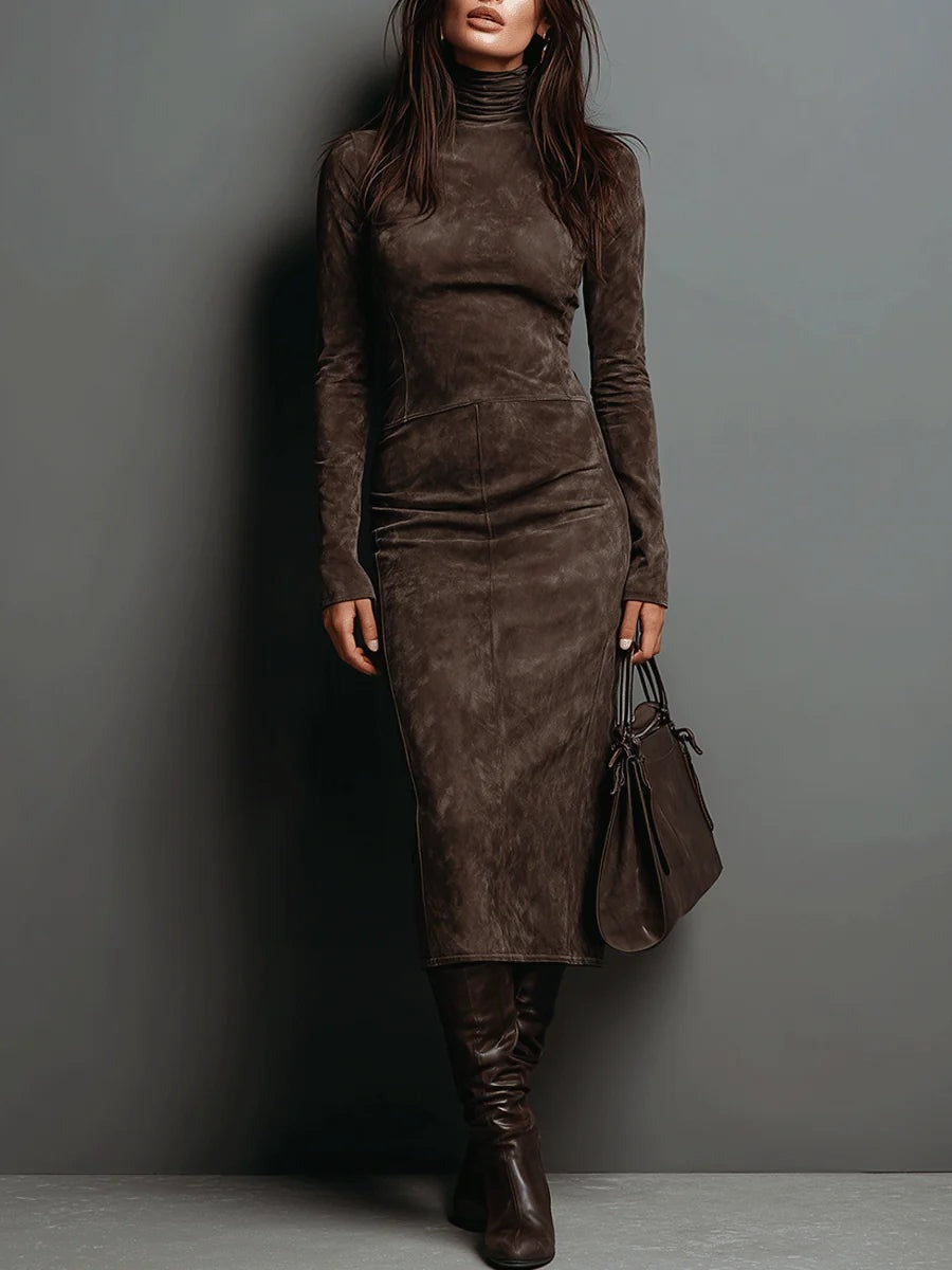Meredith | High Collar and Long Sleeve Dress