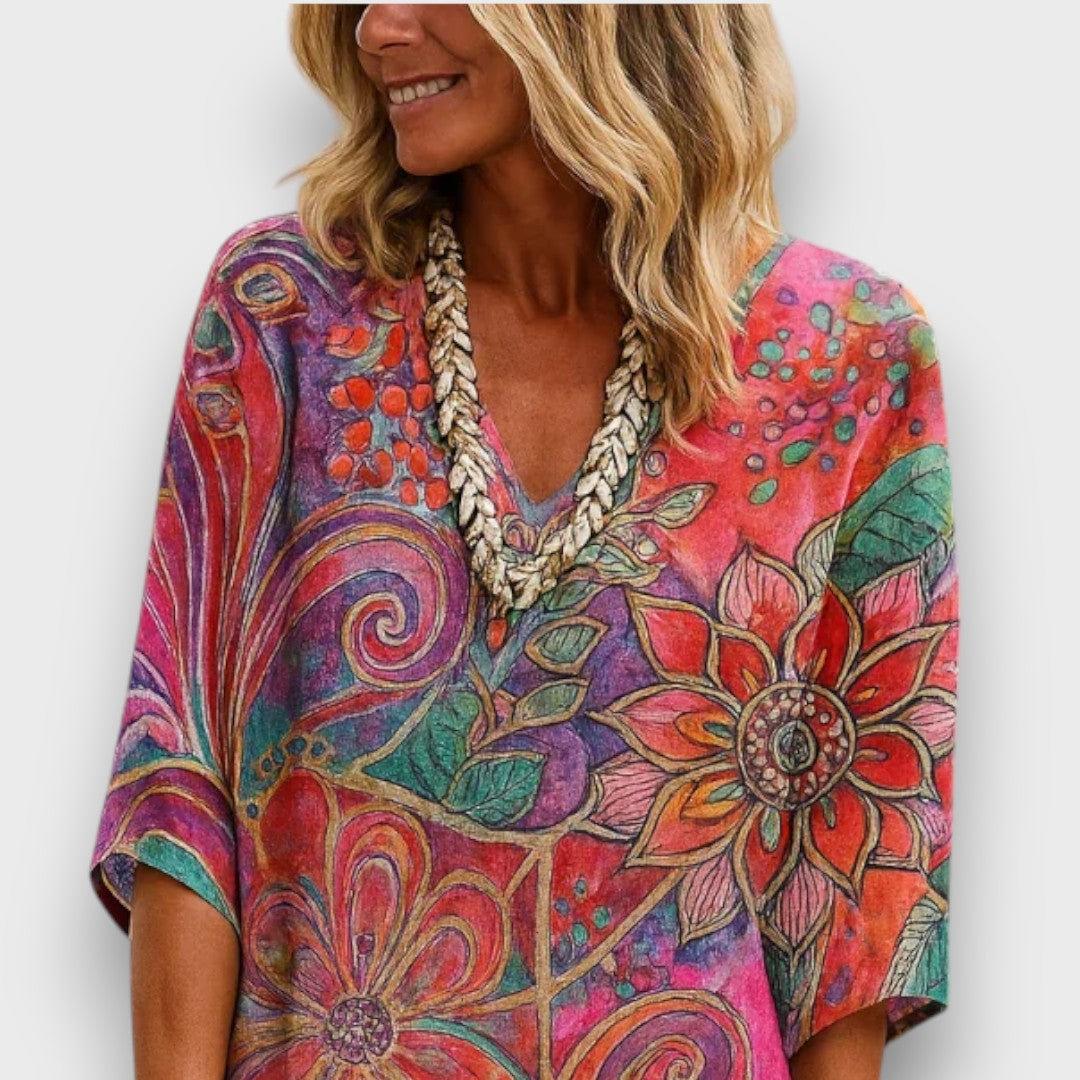 Kaftan s bohémským vzorem a volným střihem