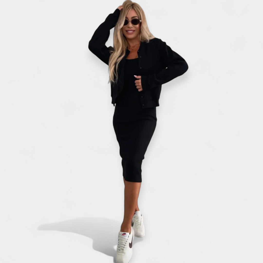 Set Midi Šaty s Bomber Bunda