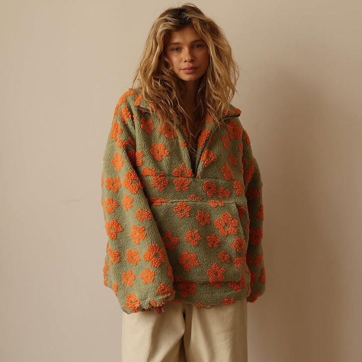 Daisy™ Cozy Fleece Pullover – Soft Sherpa Feel &amp; Relaxed Boho Fit