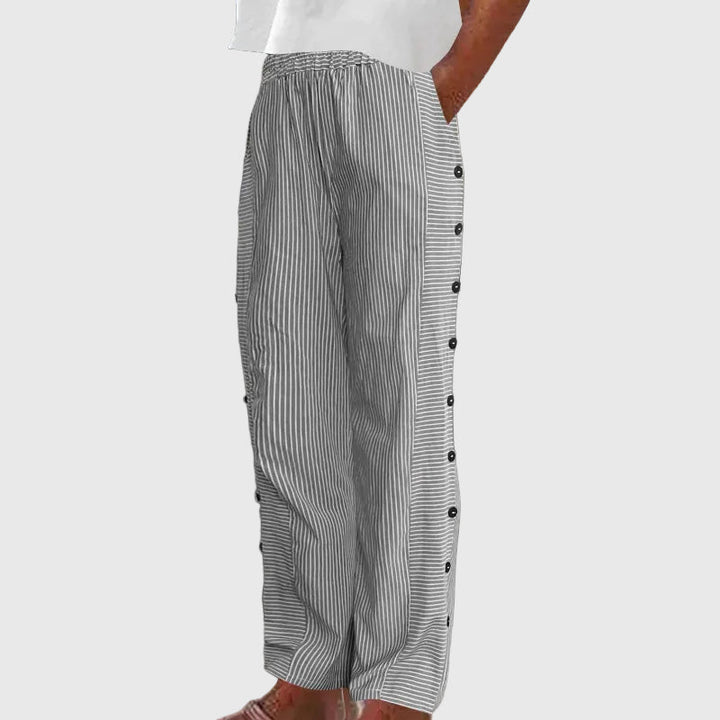 Sera | Striped Button-Accent Pants