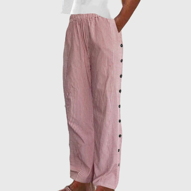 Sera | Striped Button-Accent Pants