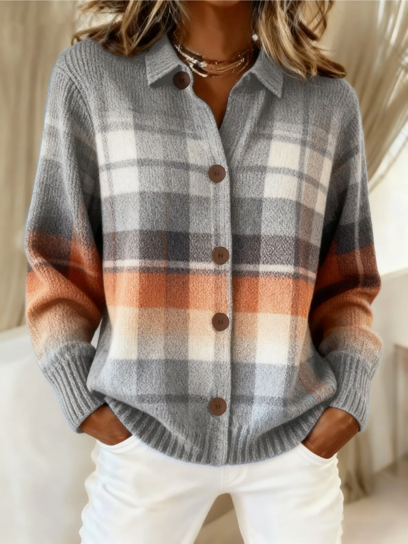 Delynnorixa | Warm Ombre Plaid Cardigan