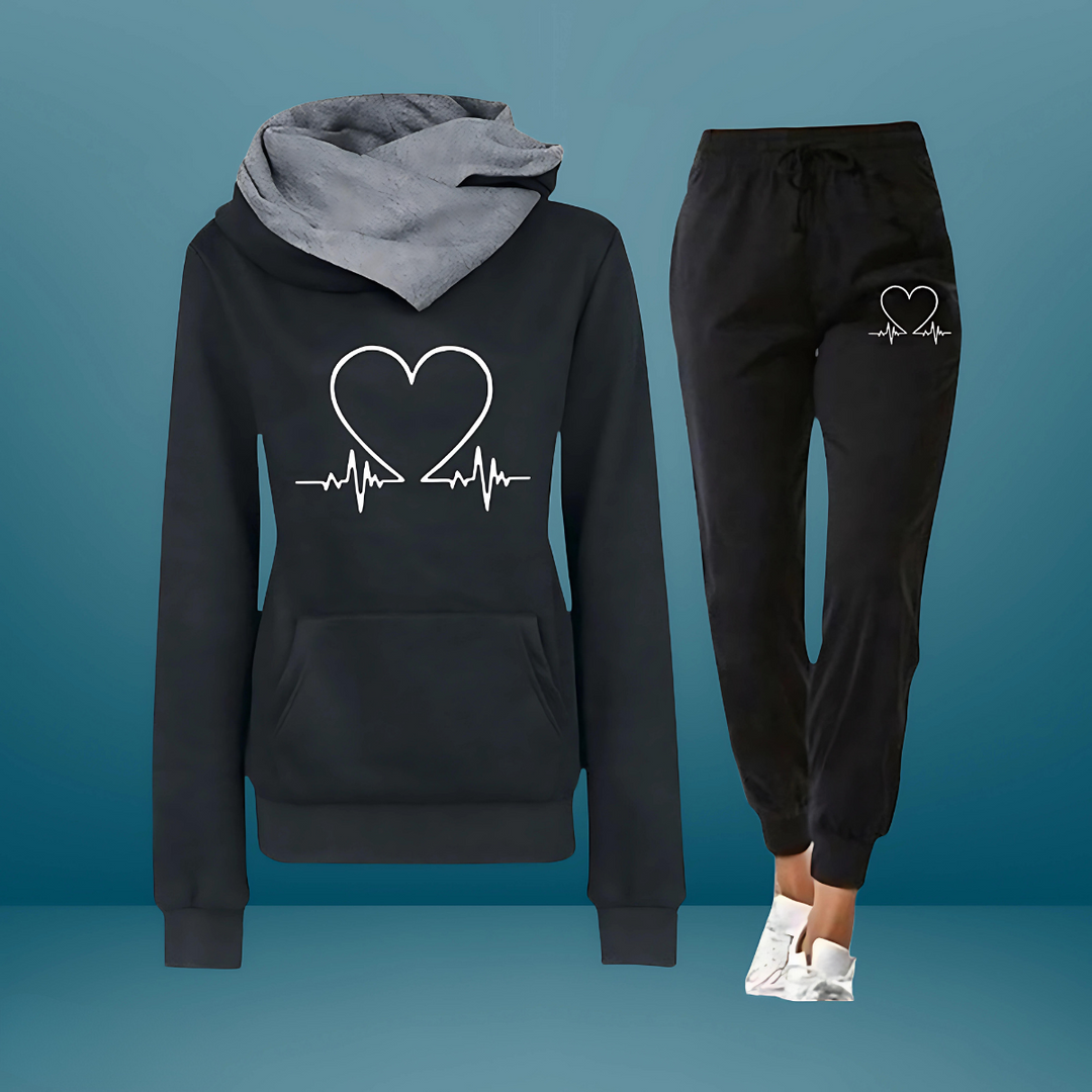 Heart Printed Tracksuit 2 Piece Set