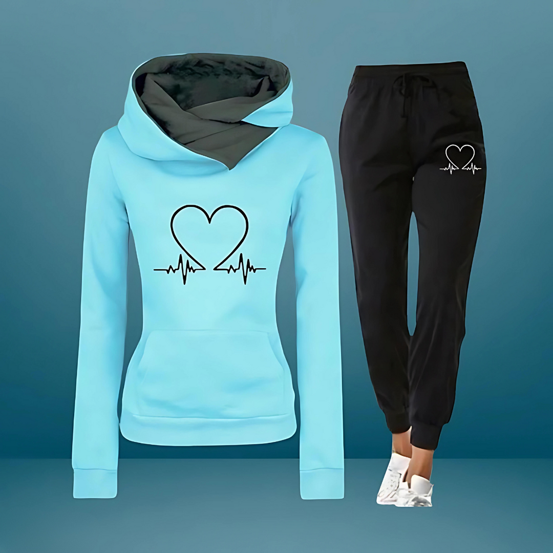 Heart Printed Tracksuit 2 Piece Set
