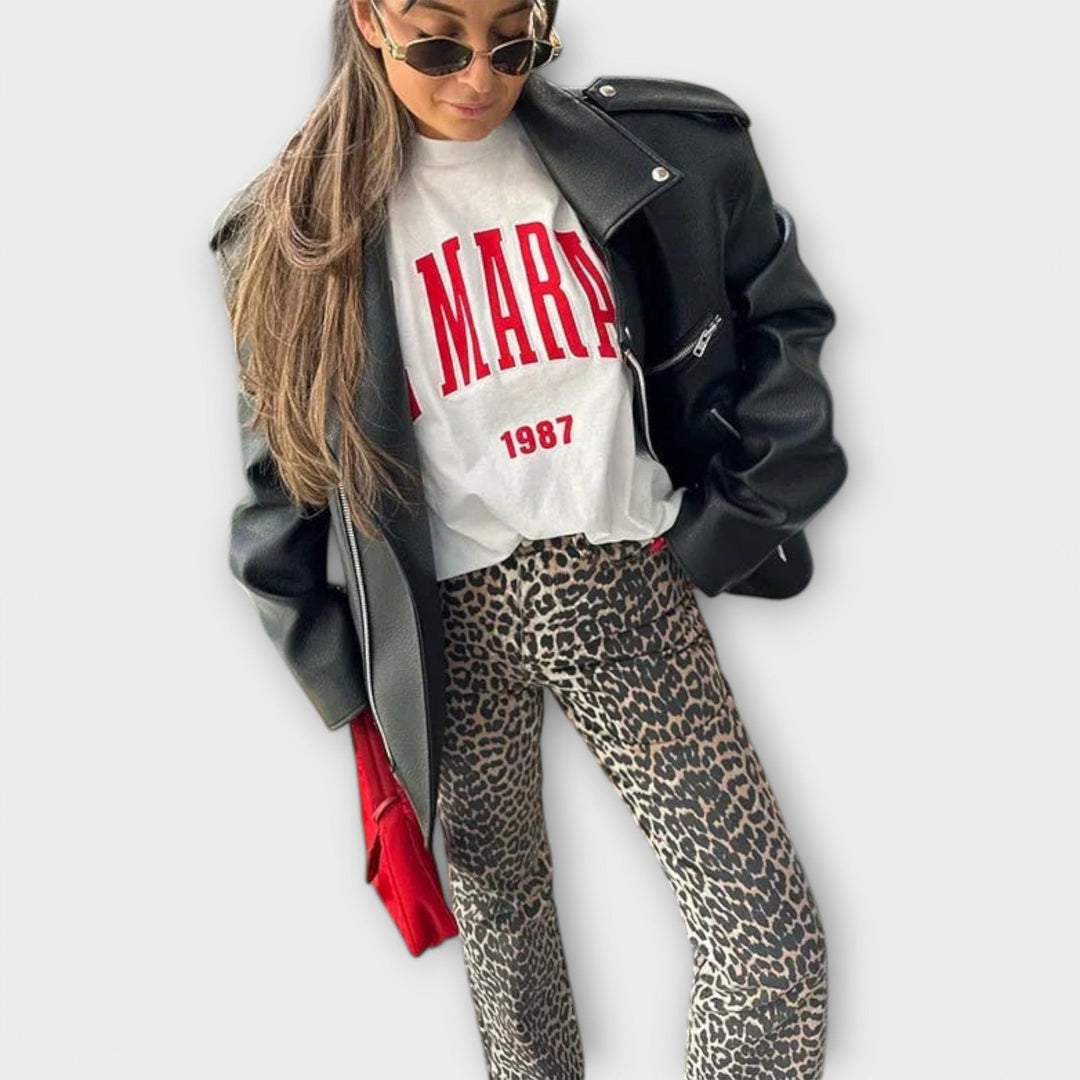 Rozalija - Vintage džíny s leopardím vzorem
