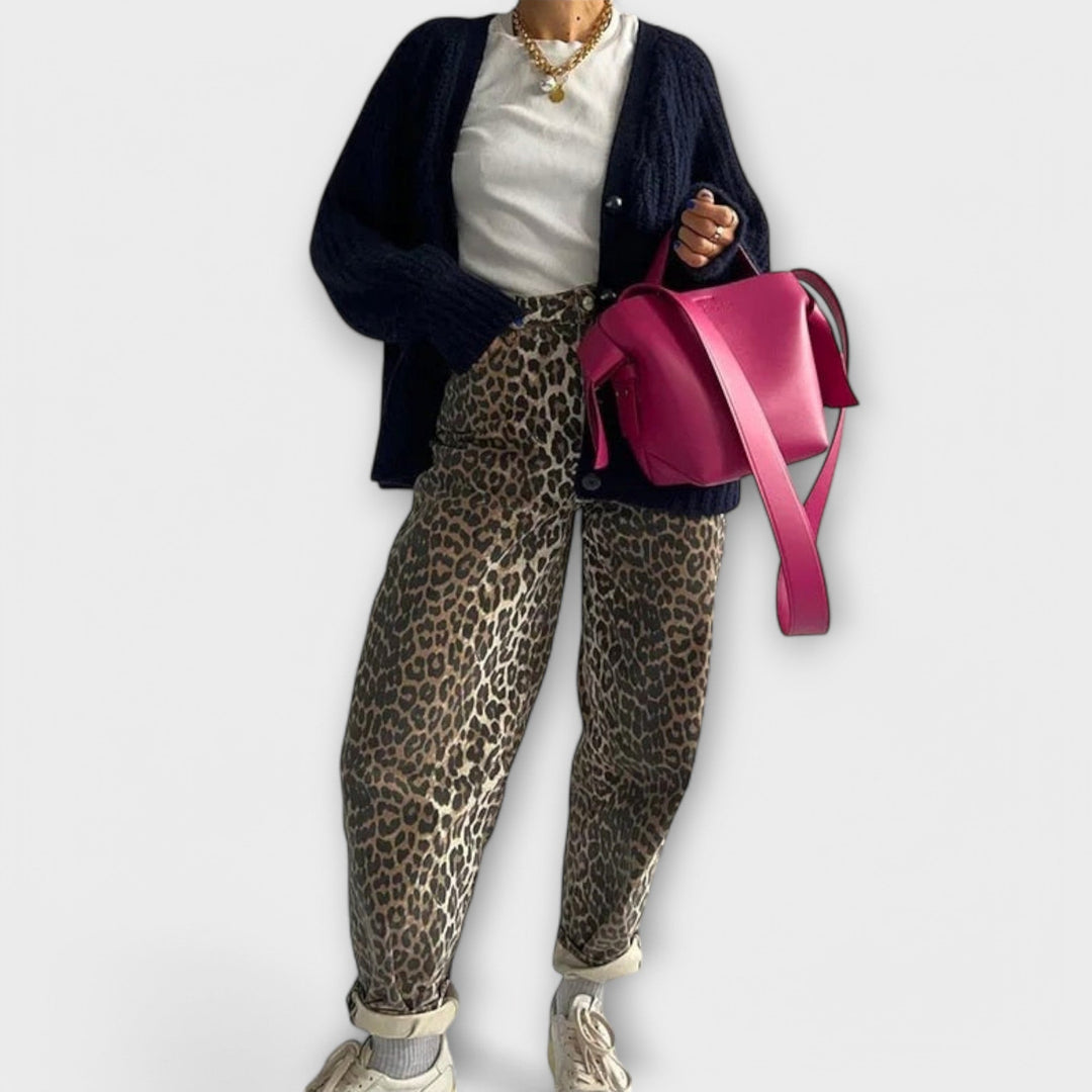 Rozalija - Vintage džíny s leopardím vzorem