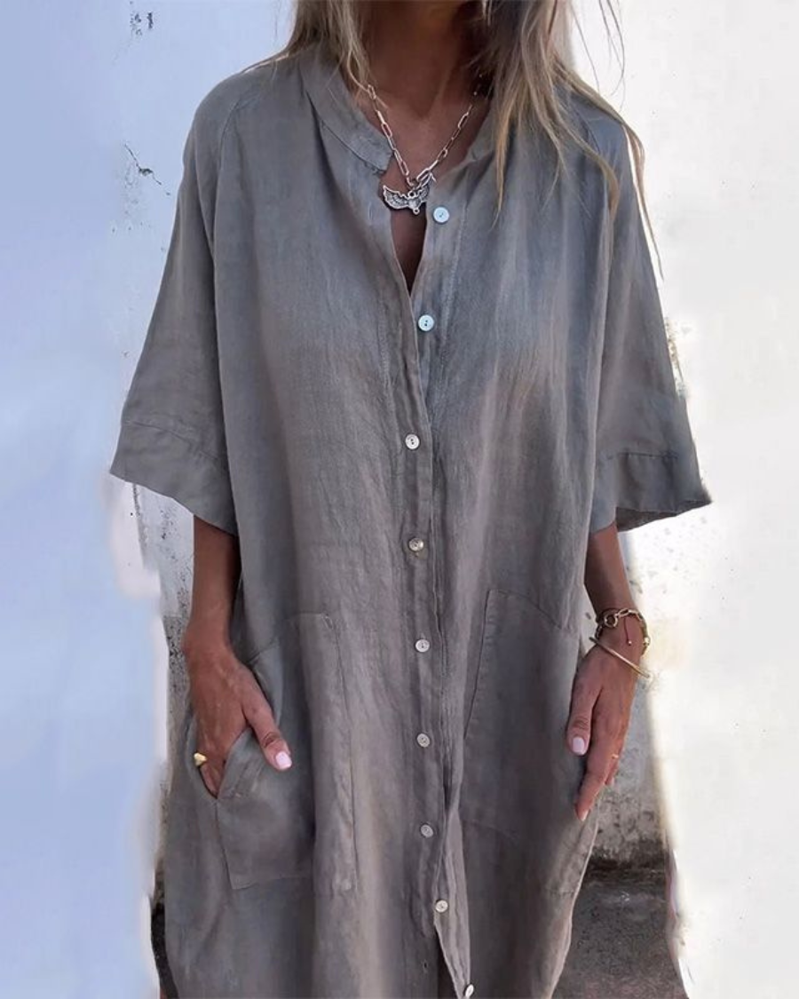 Shirt Dress for Women – Button Front Design | Short Sleeves & Pockets