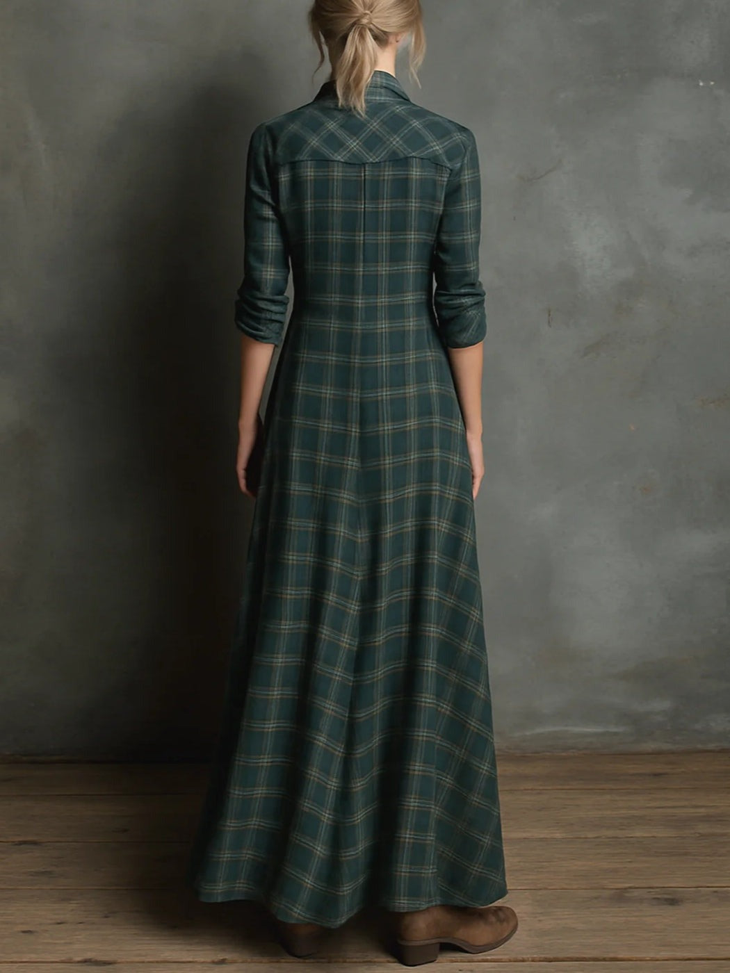 Patricia | Long plaid shirt dress