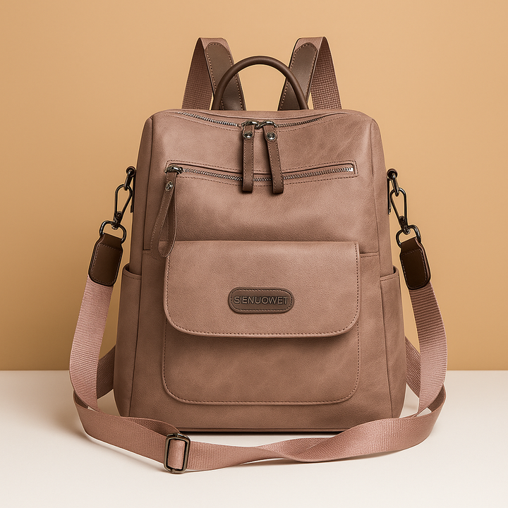 Anti-theft leather travel backpack for women | Sophie