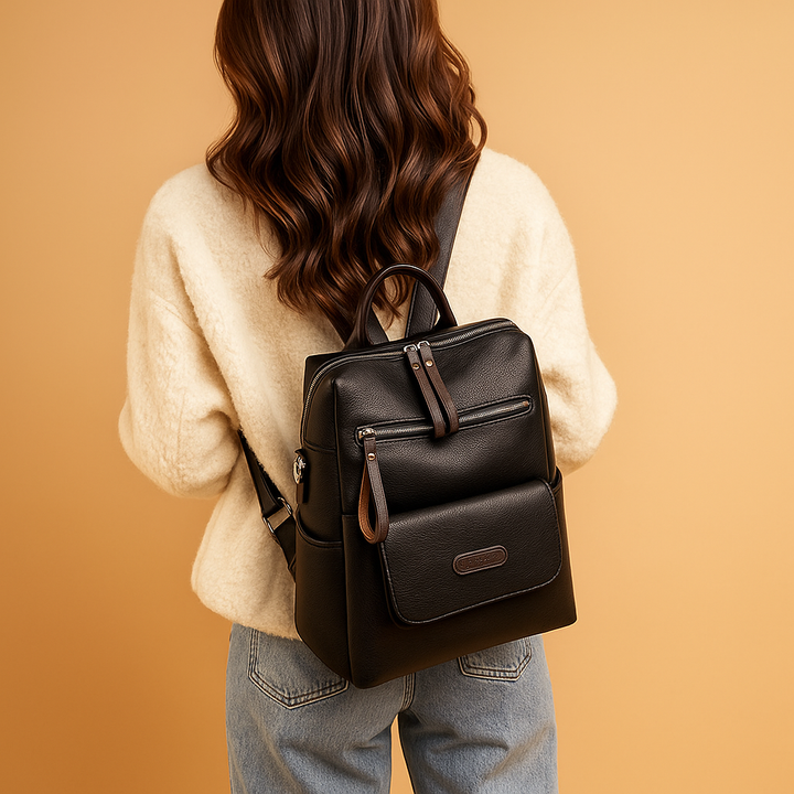 Anti-theft leather travel backpack for women | Sophie
