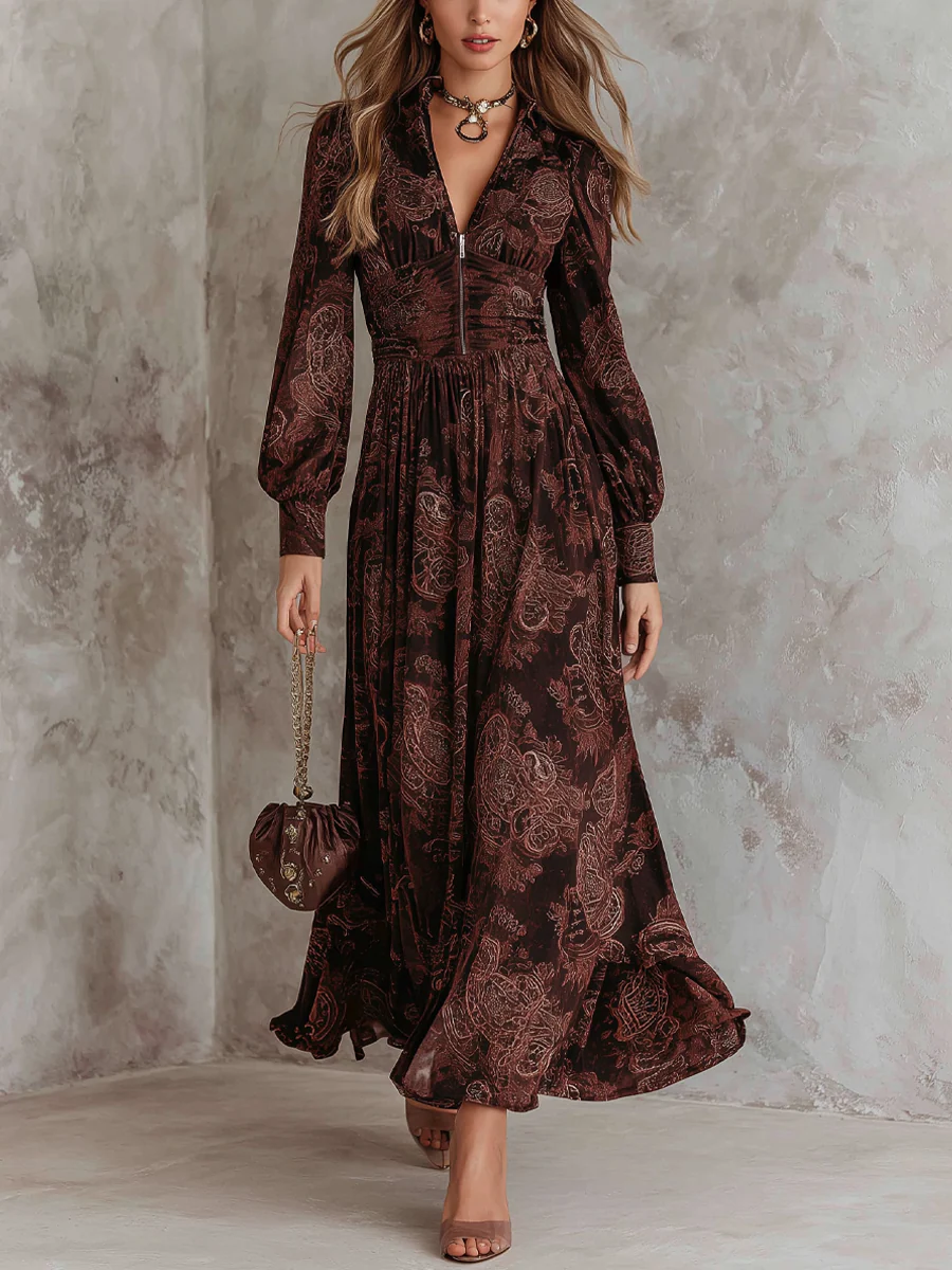 Mia | Boho Zippered Maxi Dress
