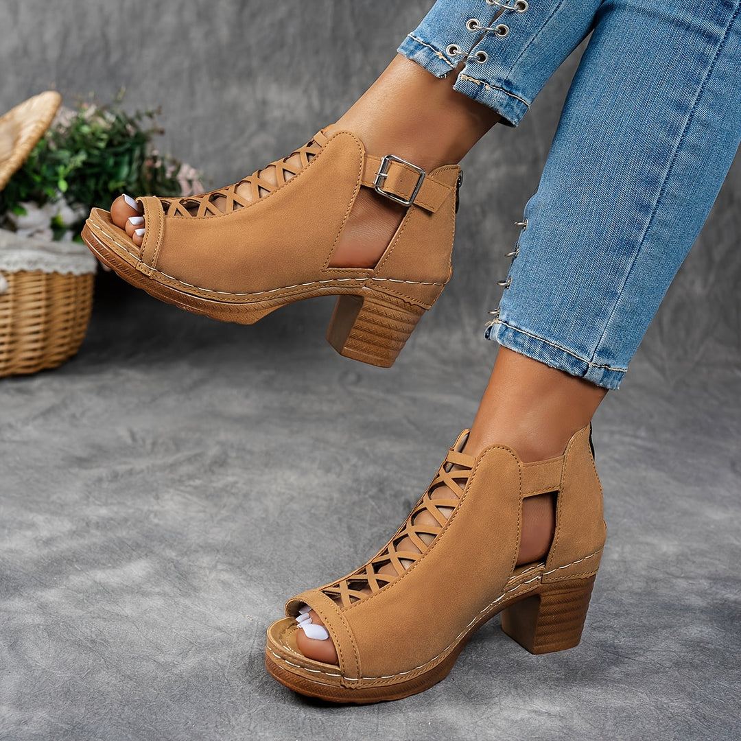 Lattice-Heel Sandals