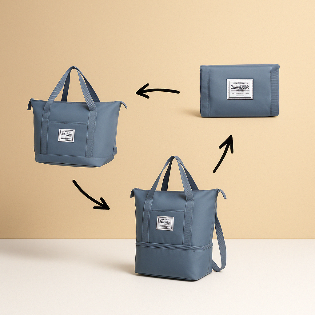 Expandable foldable travel bag with wide opening | Hazel