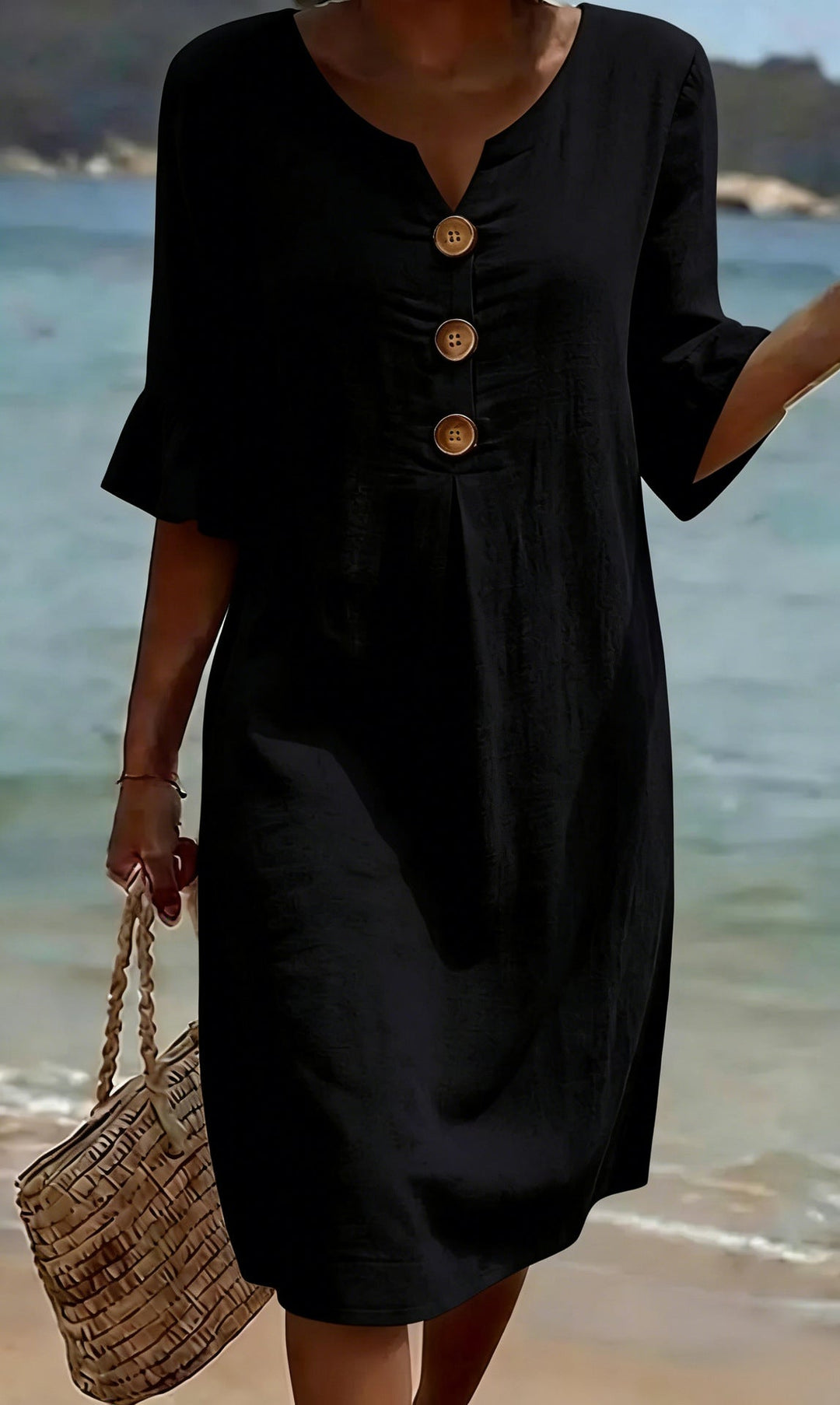 BreezeLinen™ Floral Cotton Midi Dress – Breathable Fit & Effortless Summer Style