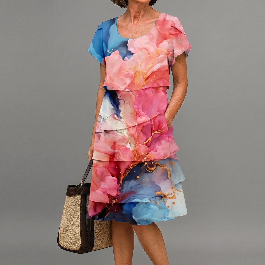 Caroline | Elegant Comfort Ruffle Dress