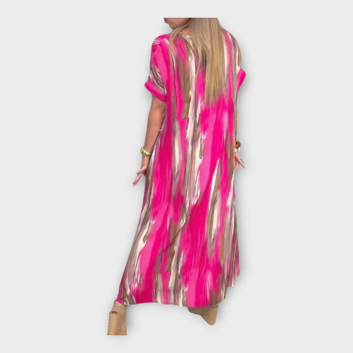 Dlouhý kaftan s V výstřihem a širokými rukávy