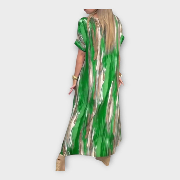 Dlouhý kaftan s V výstřihem a širokými rukávy
