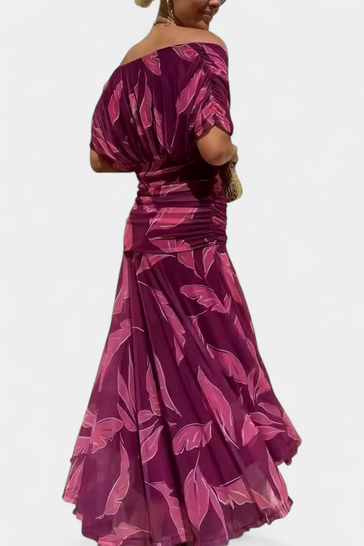 Elegant Knee Length Dress Deep V Neck Ruched Waist