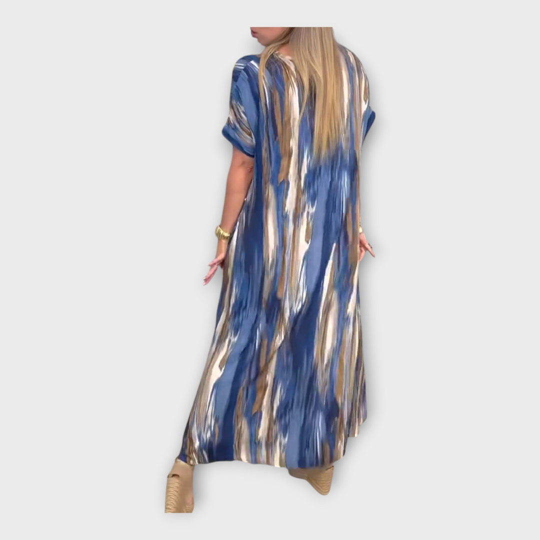 Dlouhý kaftan s V výstřihem a širokými rukávy