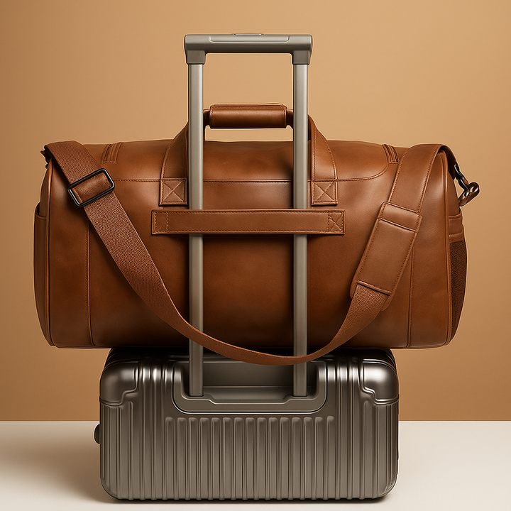 Leather travel duffle bag with shoe compartment for men | Franklin