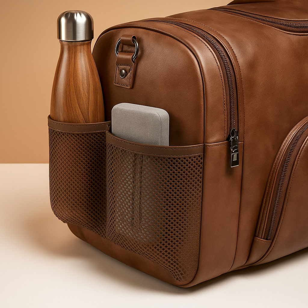 Leather travel duffle bag with shoe compartment for men | Franklin