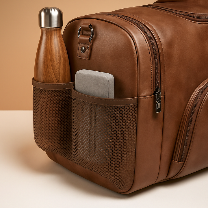 Leather travel duffle bag with shoe compartment for men | Franklin