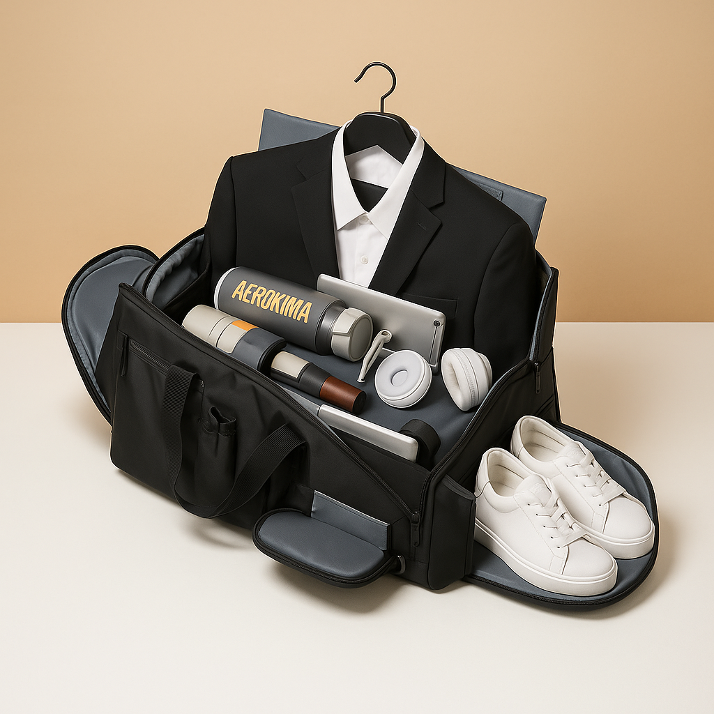 Oxford garment duffle bag with shoe compartment | Nathan