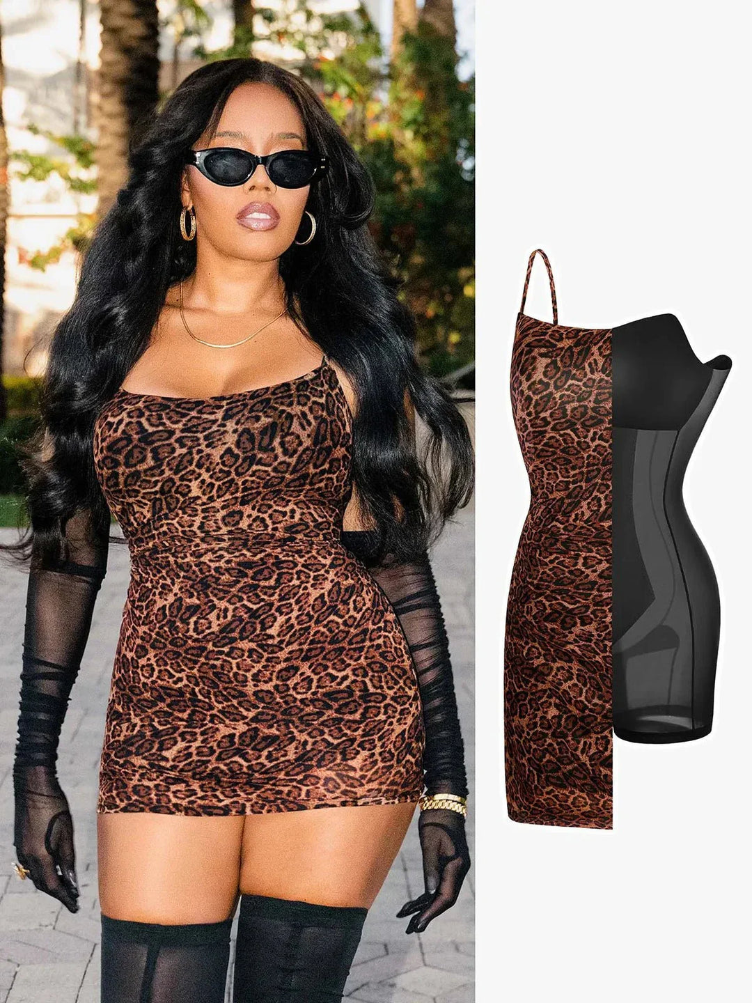 Popilush X Angela Shapewear Mesh Tummy Control Adjustable Strap Slip Dress